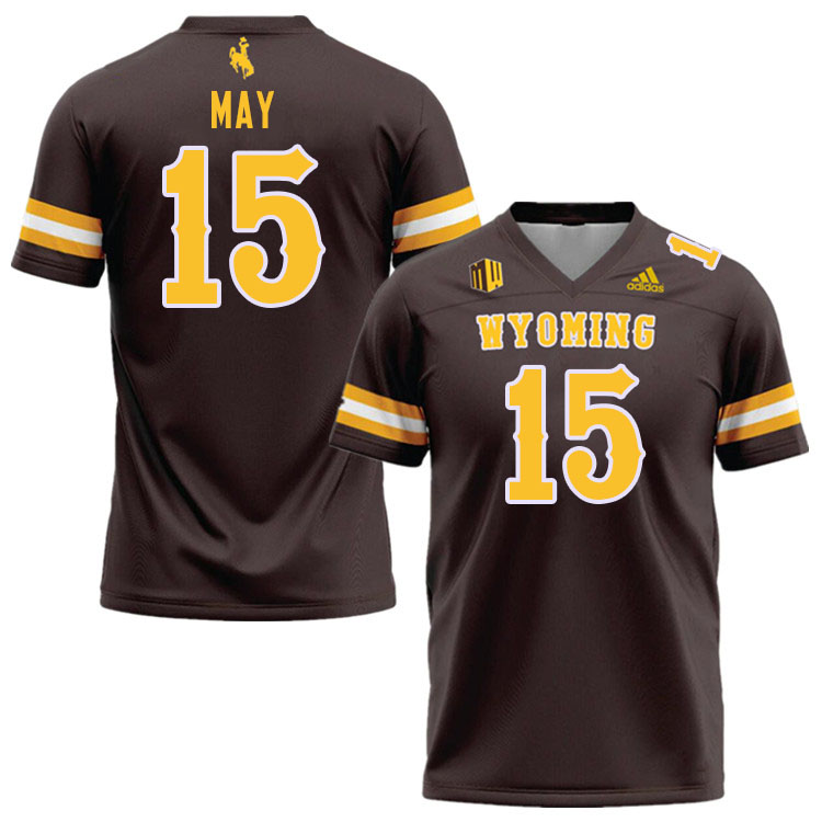 Wyoming Cowboys #15 Carson May College Football Jerseys Stitched Sale-Brown